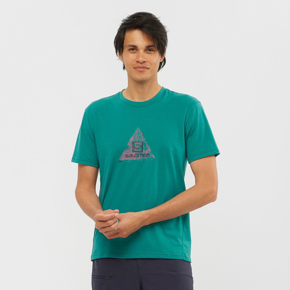 Salomon Israel OUTRACK BLEND - Mens T shirts - Green (XFZO-58621)